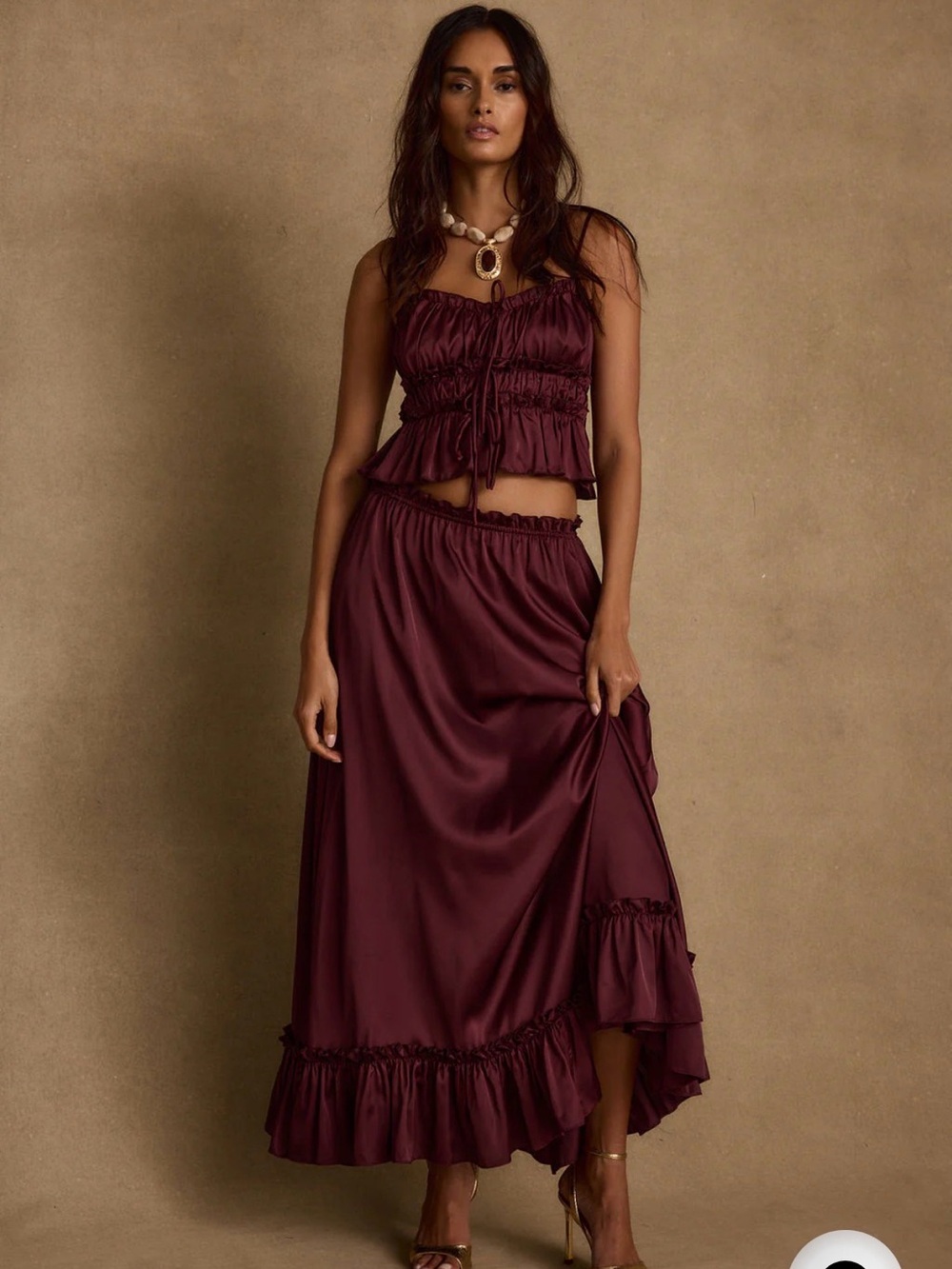 NWT 12th Tribe Dahlia Mulberry Satin 2 piece set